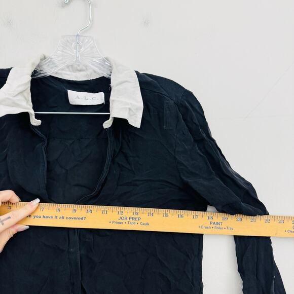 A.L.C. Black Long Sleeve V Neck Blouse Women’s Size S - Picture 4 of 7